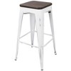 Contemporary Steel and Wood Bar Stool with Fixed Height and Stackable Design for Home Bar or Kitchen (Set of 2) - 4 of 4