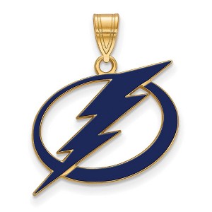 Black Bow Jewelry 14k Yellow Gold Plated Sterling Silver Tampa Bay Lightning NHL Large Pendant - 1 of 3