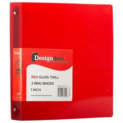 JAM Paper Standard 1" 3-Ring Flexible Poly Binder Red 751T1RE