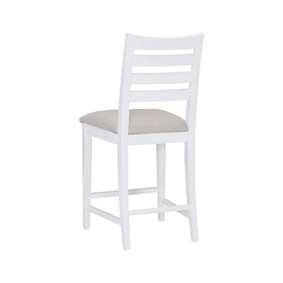 Set of 2 Off-White Upholstered Ladder Back Counter Stools