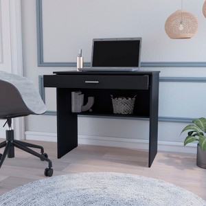 Vynxaria Modern Storage Desk, Stylish Design with Drawer and Shelf, Natural Finish, 31.5"W x 19.6"D - 1 of 4