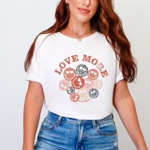 S.W.Smiley Love More Smiley Faces - Women's Garment Dyed Graphic T-Shirt - 1 of 4