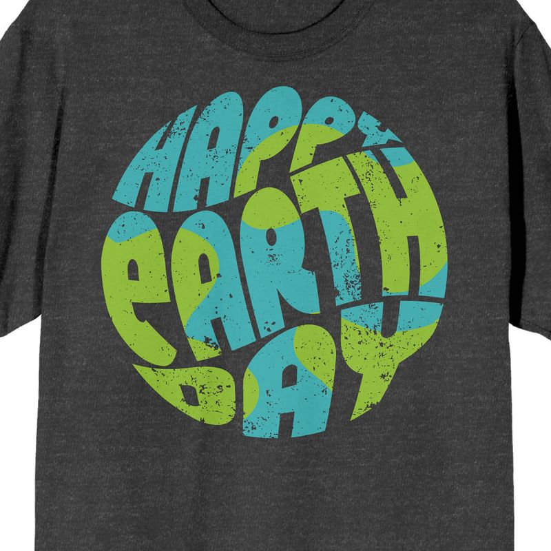 Sunny Days "Happy Earth Day" Adult Charcoal Heather Short Sleeve Crew Neck Tee, 2 of 4
