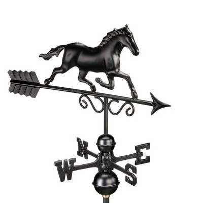 Black Aluminum Galloping Horse Rooftop Weathervane