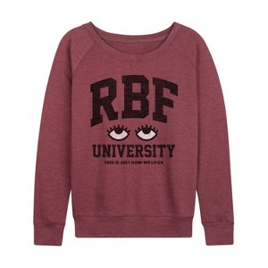 Women's - Instant Message - RBF University Lightweight French Terry Wide Neck Long Sleeve Graphic Shirt - 1 of 4