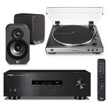 Yamaha R-S202 Bluetooth Stereo Receiver & Audio-Technica AT-LP60X Automatic Belt-Drive Turntable & Ultra Compact HiFi 2-Way Bookshelf Speakers (Pair)