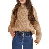 Girls' Cable Knit Sweater, Crew Neck Long - Sleeve Pullover for Kids, Casual Winter Fall Knitted Top - 3 of 3