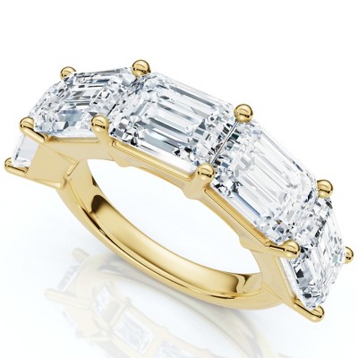 Pompeii3 5.10Ct Emerald Cut Diamond 5 Stone Wedding Anniversary Ring 14k Gold Lab Created
