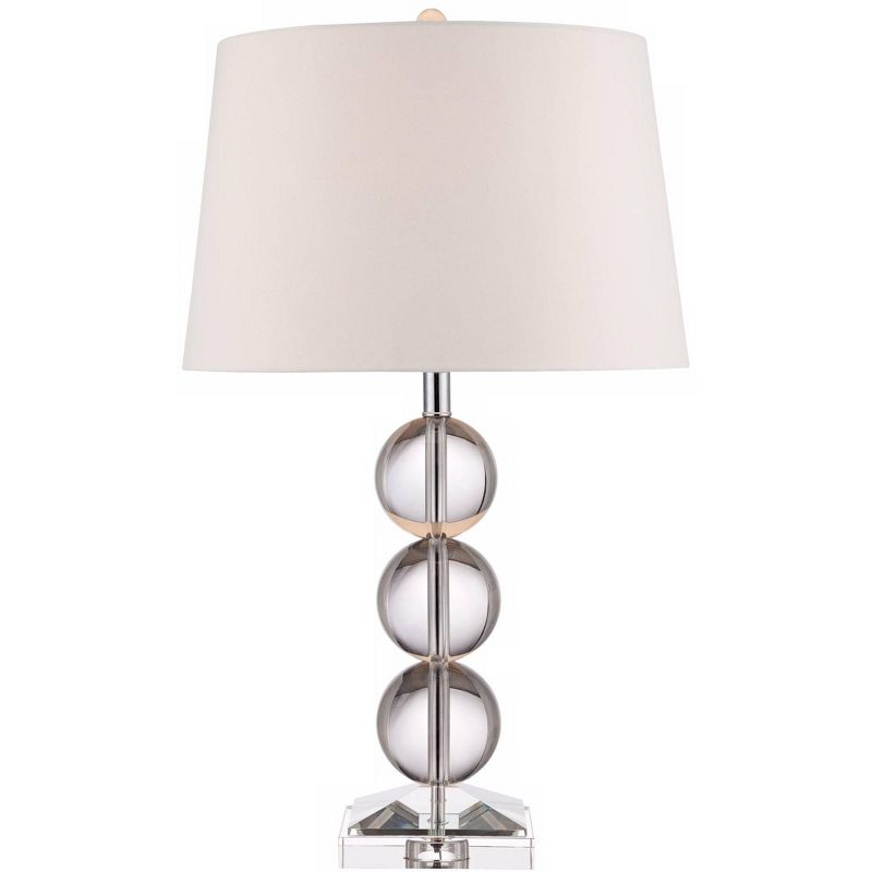360 Lighting Mersenne Modern Table Lamp 26" High Clear Crystal Globes Stacked Silver Pole White Drum Shade for Bedroom Living Room Bedside Nightstand, 3 of 8