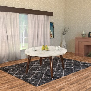 Royal Hampton Wood Base Coffee Table with Marble Top, Walnut Brown - 1 of 4