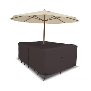 Covers&All Rectangle Table & Chair Set Cover, Umbrella Hole, 12 Oz Waterproof UV & Weather Resistant - 1 of 4
