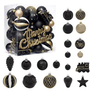 65ct Christmas Balls Ornaments, Shatterproof Plastic Decorative Baubles for Xmas Tree Decor - 1 of 4