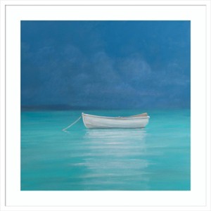 33" x 33" White boat Kilifi by Lincoln Seligman - Amanti Art: Giclee Print, Acrylic Glazing, Hardwood Frame - 1 of 4