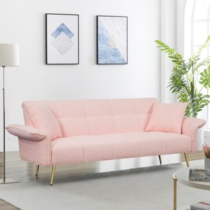 DOMETOUR 70.1 Inch Futon Sofa Bed for Living Room Bedroom, Convertible Sofa Bed Sleeper Loveseat with Armrests and 2 Pillows - 1 of 4