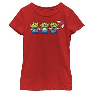 Girl's Toy Story Christmas Candy Cane Alien T-Shirt - 1 of 4