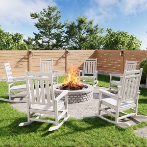 High Back Rocking Chair Set of 6 - HDPE Poly Lumber, 380lb Capacity & Weather-Resistant for Patio, Porch - 1 of 4