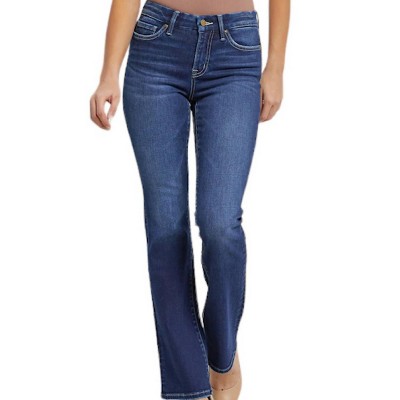 Women's Wo's Mid-rise Boot Cut With Back Slit Pants - mica denim