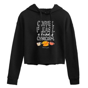 Women's - Gilmore Girls - Coffee And Cynisism Cropped Graphic Hoodie - 1 of 2