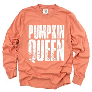Simply Sage Market Pumpkin Queen Distressed Garment Dyed Long Sleeve - 1 of 4