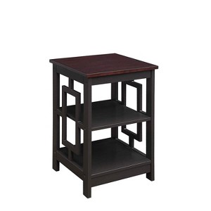 HomeStock Town Square End Table with Two Shelves, Symmetrical Open Frame Panels, Transitional MDF Accent Table for Living Room Storage - 1 of 4