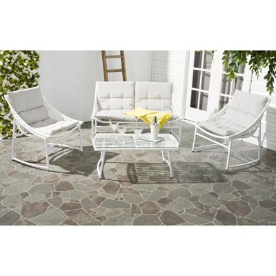 Berkane White and Gray Rattan 4-Piece Outdoor Furniture Set