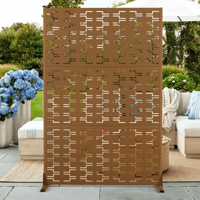 TUYOHW Metal Privacy Screen Outdoor, Decorative Privacy Panels, Freestanding Privacy Screen for Patio, Garden, Pool (White Square)