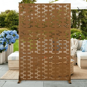 TUYOHW Metal Privacy Screen Outdoor, Decorative Privacy Panels, Freestanding Privacy Screen for Patio, Garden, Pool (White Square) - 1 of 4