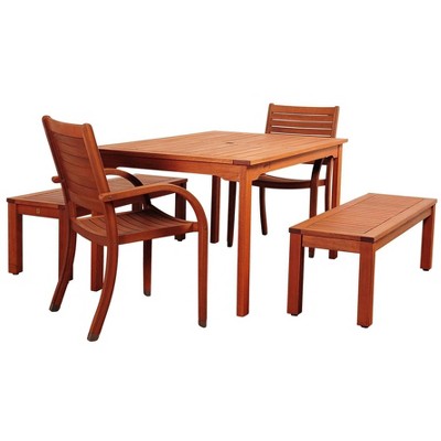 Richfield 5pc Patio Eucalyptus Wood Dining Set - International Home Miami