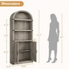Bookcase with Doors Arched Bookshelf 71.65in Tall Bookcase Farmhouse Cabinet with Shelves Wooden Bookshelves - 2 of 4