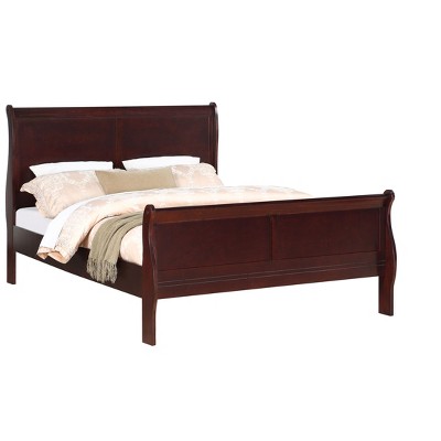 NicBex Queen Size Sleigh Bed Solid Wood Youth Bed with Headboard & Footboard, Low Profile Design, Cherry