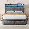 NicBex Full/Queen/King Upholstered Bed Frame with Storage Headboard and 2 Drawers,Platform Bed Frame with LED Light,Charging Station,Easy Assembly - 2 of 4