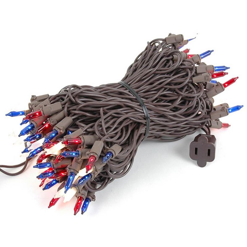 Novelty Lights 100 Light Incandescent Mini Christmas String Lights Brown Wire 50 Feet, 1 of 7
