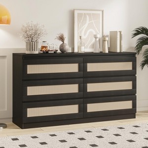 Bedroom Dresser for Small Spaces, Rattan 6 Drawer Dressers - 1 of 4
