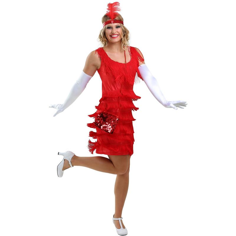 HalloweenCostumes.com Red Flapper Fashion Dress Costume, 2 of 3