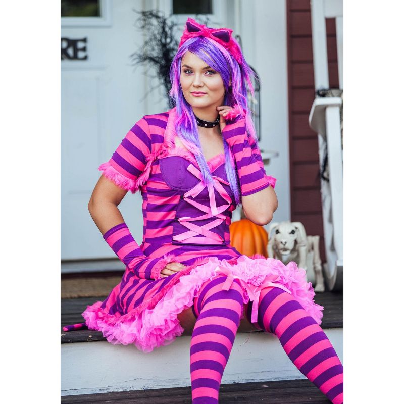 HalloweenCostumes.com Adult Plus Size Wonderland Cat Costume for Women, 4 of 6