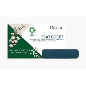 Delara 100% Organic Cotton Smooth & Moisture-Wicking Breathable Percale Flat Sheet - 1 of 4