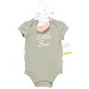 Hudson Baby Infant Girls Bodysuit, Short and Sock, Pink Sage Floral - 2 of 4