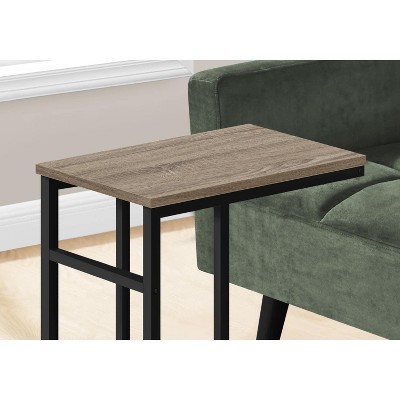 Transitional Dark Taupe and Black C-Shape Metal Accent Table
