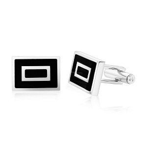 Metallo Mens Stainless Steel Black Square Cuff Links - Black - 1 of 2