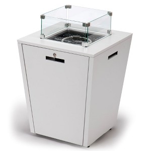 LeisureMod - Chelsea Aluminum - Modern Outdoor Propane Fire Pit Side Table - Convertible Design with Glass Shield - 1 of 4