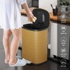 Dolonm 13-gallon  kitchen footrest stainless steel trash can with 30 garbage bags, wooden texture - 2 of 4