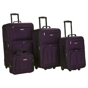 Rockland Journey 4 Piece Luggage Set - Purple