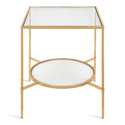 Tulare Gold Metal and Glass Square Side Table