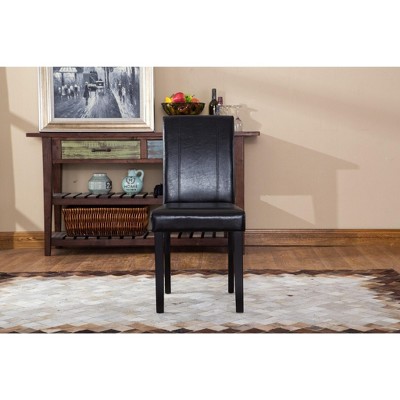 High-Back Black Faux Leather Parsons Side Chair