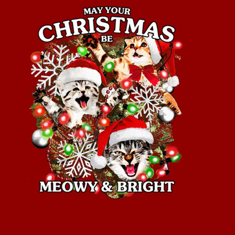 Women's Lost Gods Meowy and Bright Christmas T-Shirt, 2 of 5