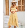 Womens Maternity Dress Summer Sleeveless Smocked Square Neck Ruffle Casual Boho Midi Dress Baby Shower Photoshoot - 4 of 4