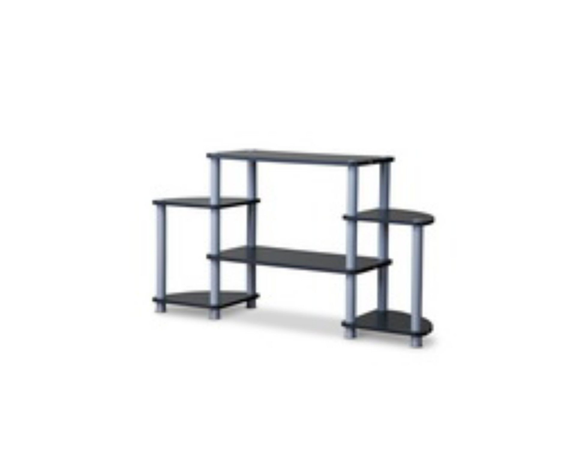 Baxton Studio Orbit and Silver 3 Tier TV Stand for TVs up to 40" Black/Silver: Entertainment Center, Hardwood Surface