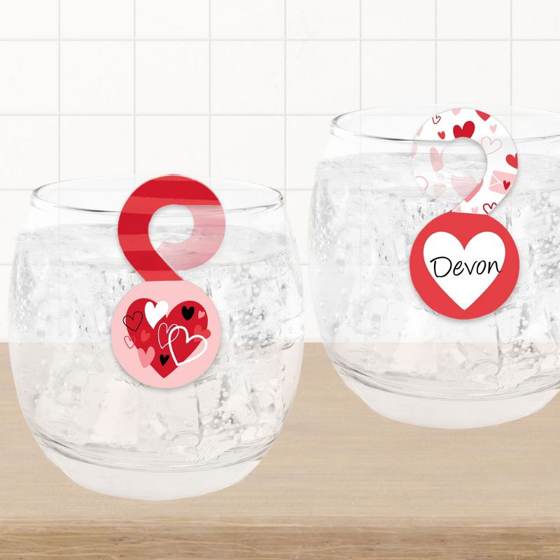 Big Dot of Happiness Happy Valentine’s Day - Valentine Hearts Party Paper Beverage Markers for Glasses - Drink Tags - Set of 24, 4 of 10