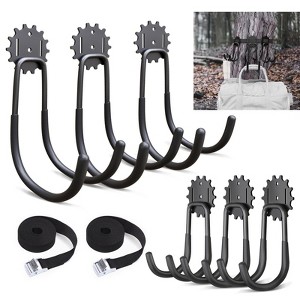 Munora 6-Piece Heavy Duty Garage Hook Set - Wall-Mounted Steel Storage Hooks with Nylon Straps for Tools, Ladders & Bulk Items - 1 of 4