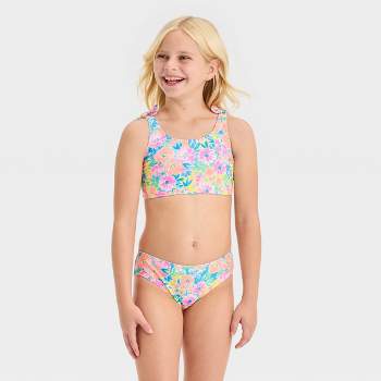 Buy Aplusfull Girls 2-Piece Bikini Swimsuit Floral Print Beach Swimwear  Bathing Suit, Bule Bow-knot, 10-11 Years at